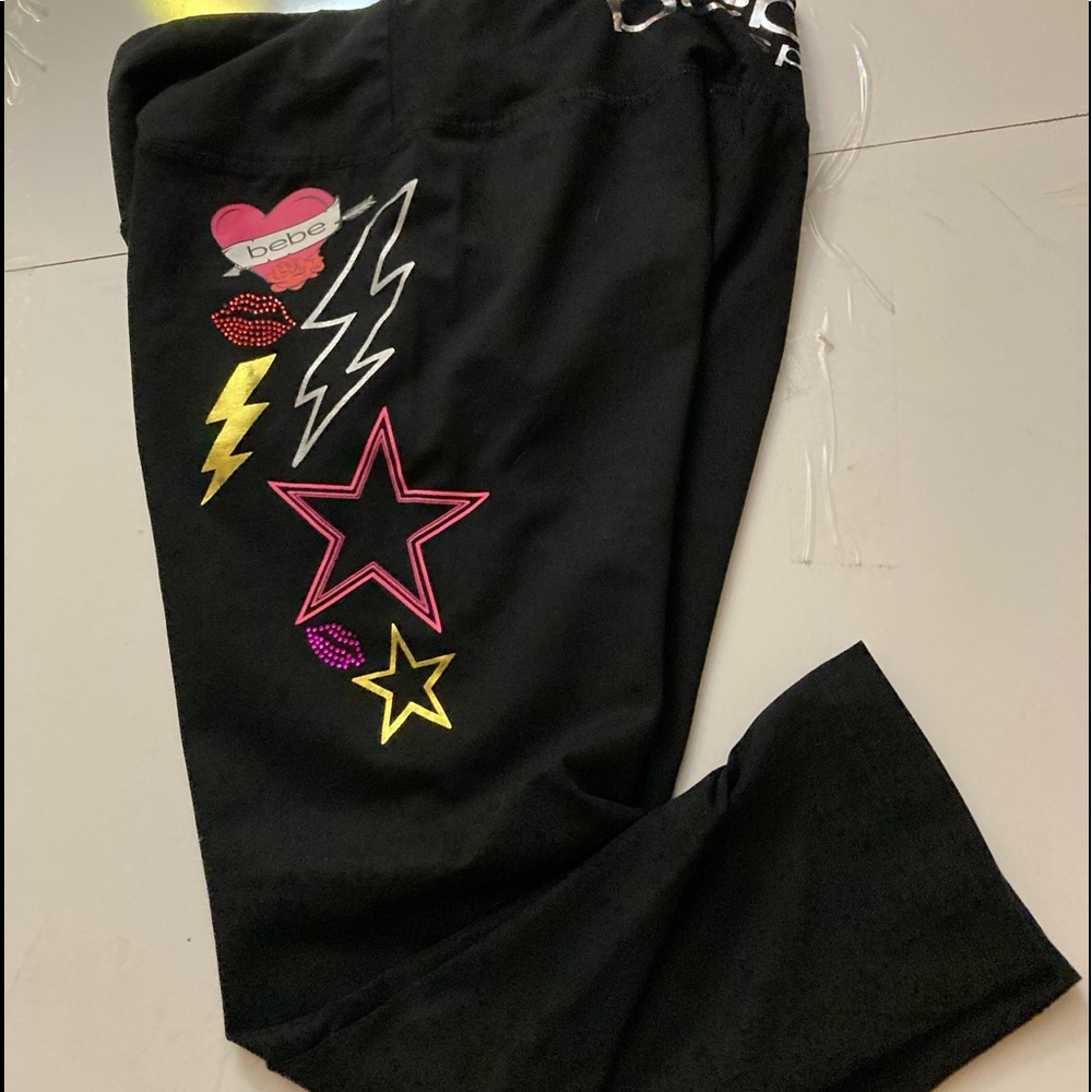 SUPER CUTE! Bebe Sport graphic logo leggings/yoga pants. New w/out tags, XL